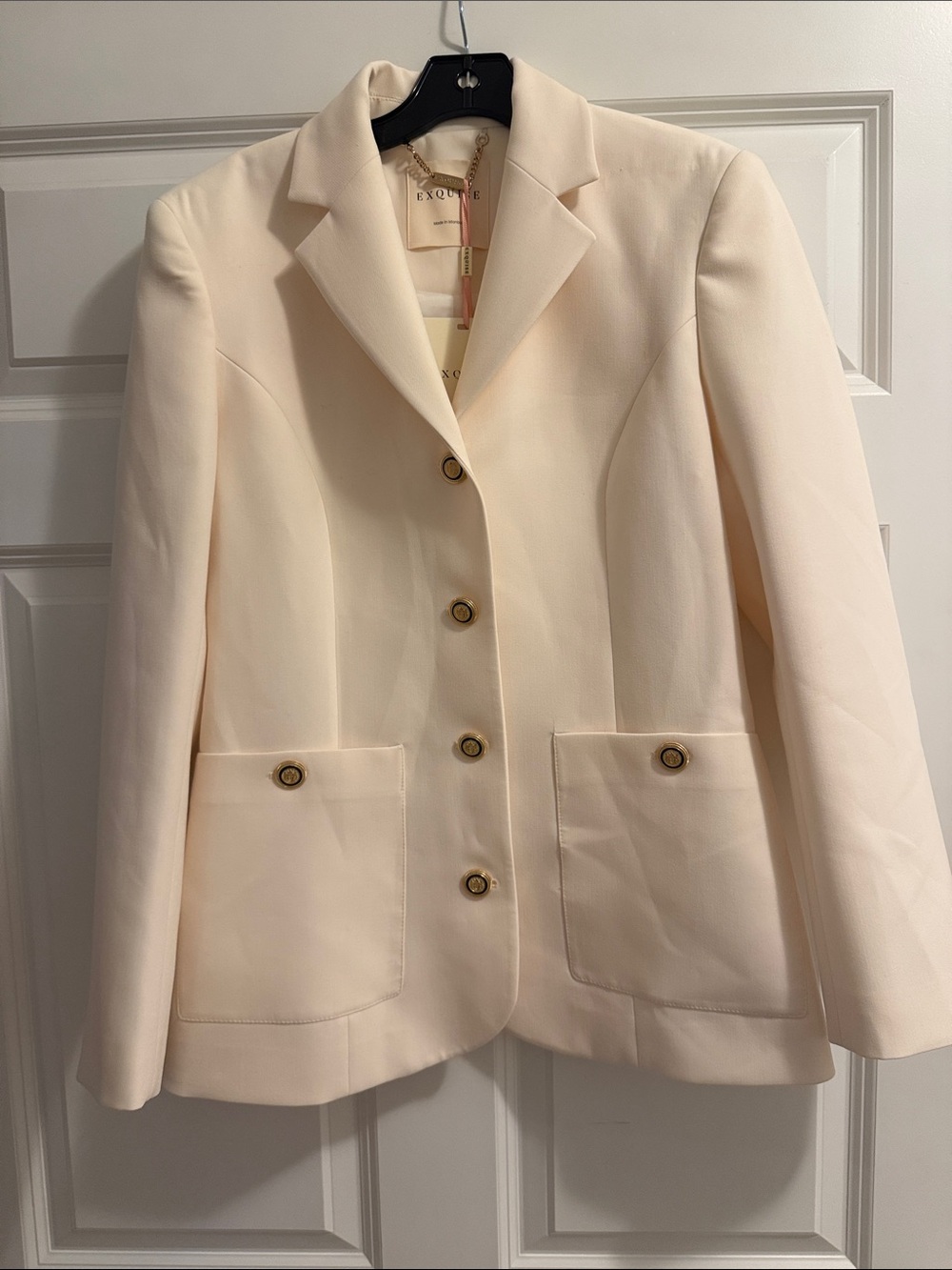 Cream Women's Single-Breasted Blazer by Exquise